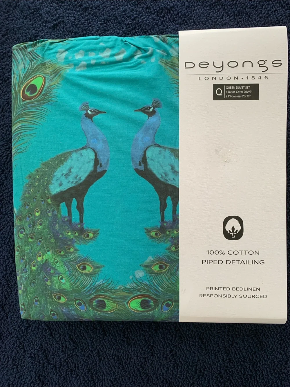NWT Delong’s  London • 1846 Queen Duvet Set. 1 Duvet Cover 90” X 92”. 2  Cases